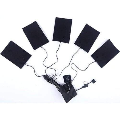 5 in 1 heating piece Adjustable temperature USB electric heating Carbon Fiber Foldable Heated Pad waterproof clothes