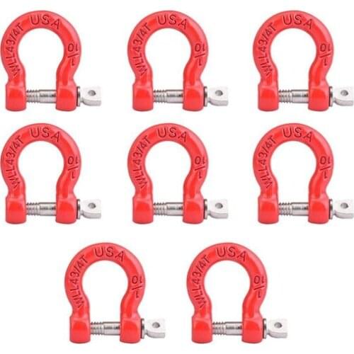 8Pcs Metal Front Rear Bumper Trailer Hook Tow Shackle Rescue Hook for 1/10 RC Rock Crawler Car Traxxas TRX4 TRX-4 SCX10