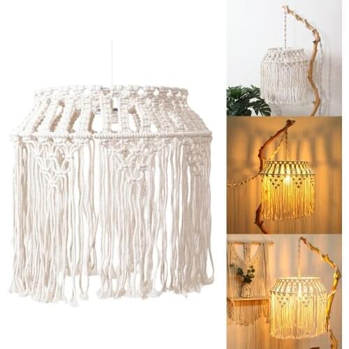 Lampshade Macrame Hanging Lamp Ceiling Pendant Light Cover Decoration Living Room Wedding Decoration Tassel Lampshade Tapestry