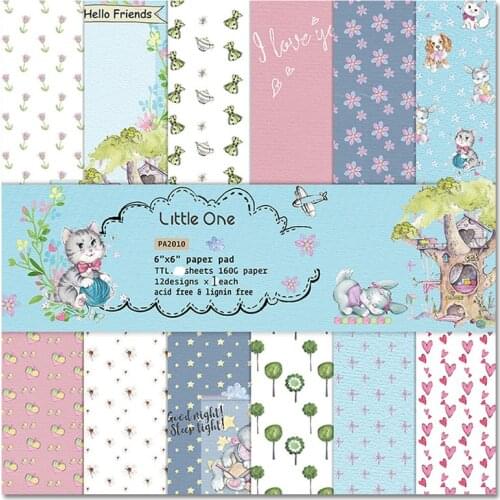 KLJUYP 12 Sheets Little One Scrapbooking Pads Paper Origami Art Background Paper Card Making DIY Scrapbook Paper Craft