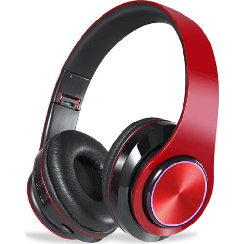 Wireless Bluetooth Headphone LED Light Folding Stereo Headset Supports TF Card Hands-free For HUAWEI Samsung OPPO Phone