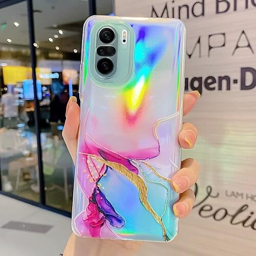 Marble Laser Clear Cover for Xiaomi Poco X3 Pro NFC M3 F3 Mi 11 Case Watercolor Painting Phone Case for Xiaomi Mi 11 Ultra Lite