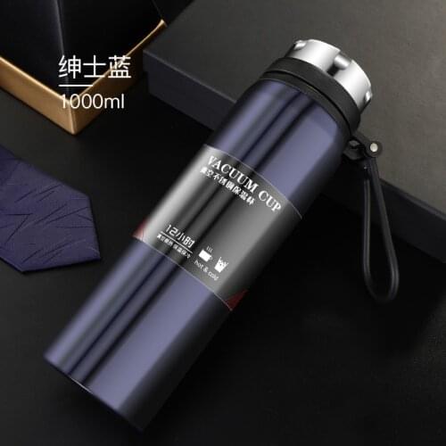 1000/800ml Sports Bottle Large Capacity Double Stainless Steel Thermos Outdoor Travel Portable Leak-Proof Car Vacuum Flask