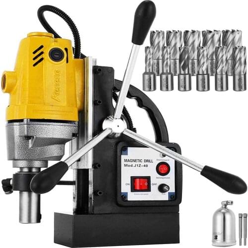 MD40 1100W Electric Magnetic Mag Drill Press Drilling Machine 11 Drill Bits 550rpm