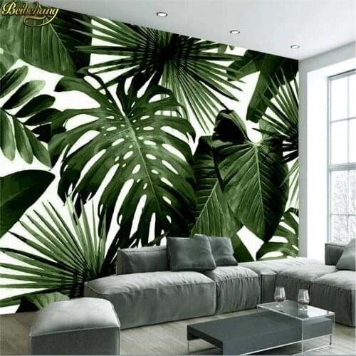 Beibehang Custom photo wallpaper retro tropical rain forest palm banana leaf living room TV backdrop wall papel de parede