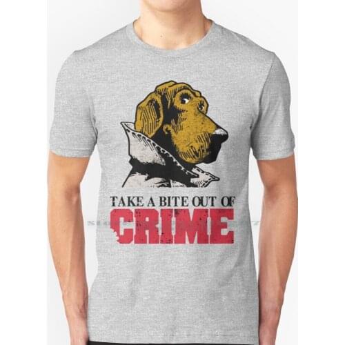 Take A Bite Out Of Crime T Shirt 100% Pure Cotton True Crime Mcgruff Dog Cartoon Detective Toon Retro Throwback Vintage Classic