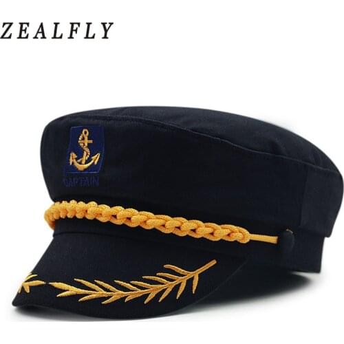 Captain Navy Olive Branch Military Hats Anchor Crew Cosplay Army Sailor Caps For Men Women Black Red White Color