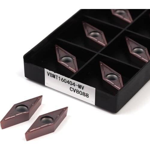 10Pcs VBMT160404 VBMT160408-MV VBMT CV8088 Carbide Inserts CNC Turning Tools Lathe Cutter Cutting Machining For Stainless Steel