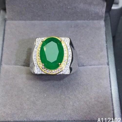 KJJEAXCMY fine jewelry 925 sterling silver inlaid natural emerald luxury men new gemstone ring support test Chinese style