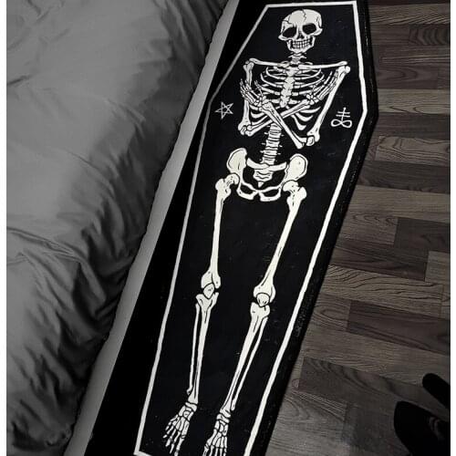 60x160cm Large Gothic Skull Hallowe Xmas Floor Mat Rug Doormat Carpet Bedroom Living Room Outdoor Non-slip Mat Gift Anime
