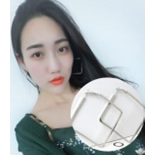 Europe and the United States trend of fashion white alloy Korean personality exaggerated nightclub square earrings