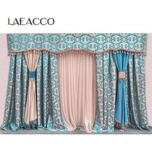 Laeacco Blue White Curtain Party Stage Decor Poster Baby Photography Background Photographic Backdrop Photocall For Photo Studio