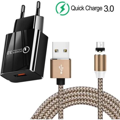 Magnetic Micro usb Charge Cable QC 3.0 USB Fast charger For Samsung Huawei Y6s Y7 Y9 Y P Smart 2019 honor 8a 10i android Phone