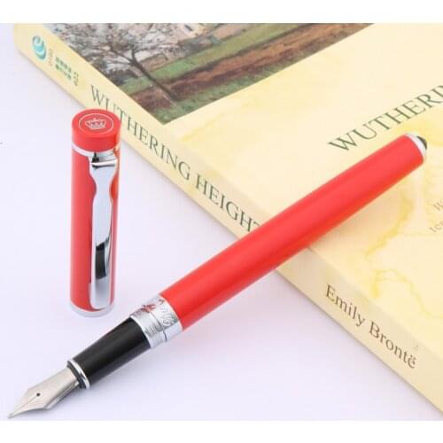 Metal DUKE P3 Fountain Pen Gift Red Silver Classic Medium Nib Business Office School Supplies Writing