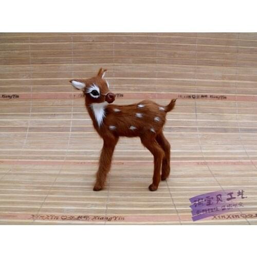 Simulation sika deer model 10x6x12cm deer real fur model ,props home decoration gift h1474