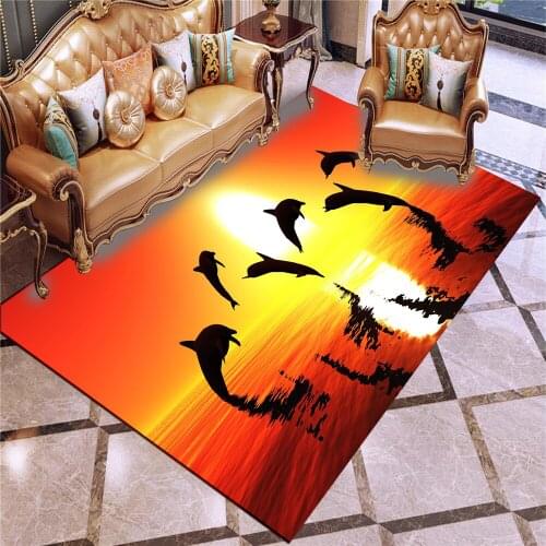 Cartoon Dolphin Kids Room Decor Carpet and Rug Living Room Large Tapete Bedroom Children Play Game Tent Non-Slip Floor Mats