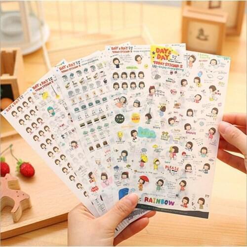 60pcs/lot cartoon lovely girls stickers transparent cup diary book sticker giraffe 20*10cm kids toys DIY education toy