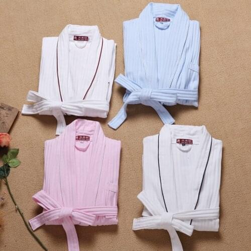 New Men Bathrobe Pajamas Cotton Gown Casual Sleepwear Mens Lounge Wear Man Loungewear Nightgown Male Bathrobe Kimono Robe Waffle