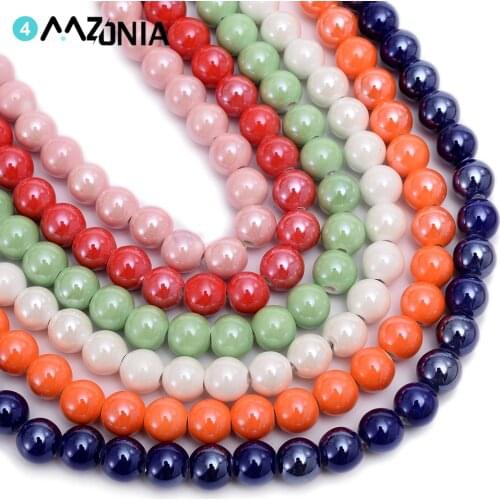 10mm Pure Color Glaze Ceramic Round Colour Loose Beads For Earrings Bracelet Jewelry Making Diy Handmade Necklace Wholesale
