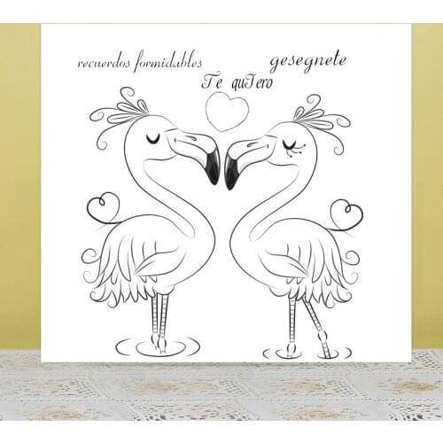 AZSG Flamingo Couple Clear Stamps/Seals For DIY Scrapbooking/Card Making/Album Decorative Silicone Stamp Crafts