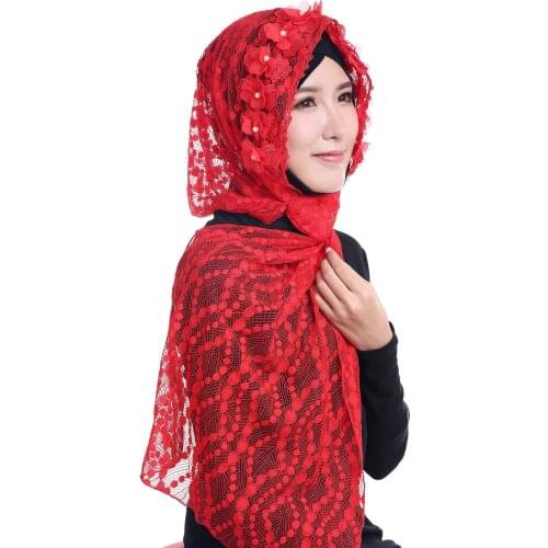 Muslim girls over 8 years old fashion lace cover headband Muslim Hijab 8 Color