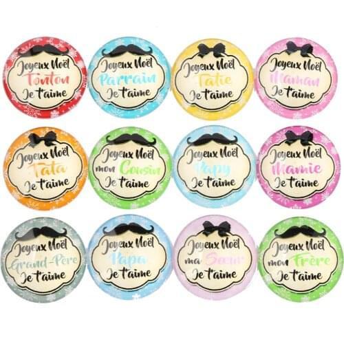 Reidgaller mix joyeux noel photo round dome glass cabochon 20mm 25mm 30mm diy flat back handmade jewelry findings