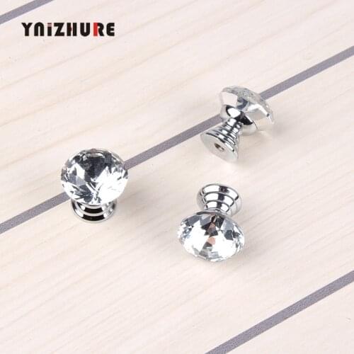 10Pcs/pack 20mm Diamond Shape Crystal Glass Drawer Cabinet Knobs and Pull Handles Kitchen Door Handles Wardrobe Hardware