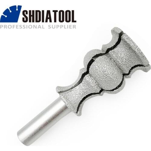 SHDIATOOL No.28 Vacuum Brazed Diamond Router Bits With 1/2" Shank For edge profiling/cutting Router Cutter For Granite Marble T1