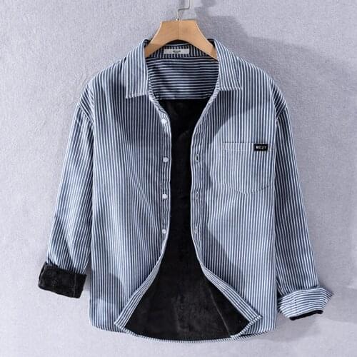 Suehaiwes brand Italy winter cotton shirt men plus velvet warm shirts for men casual fashion shirt mens comfortable shirts male