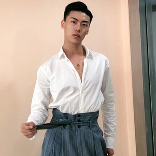 Ballroom Dance Tops Adult Long Sleeve Shirt Latin Tango Dancing Practice Wear Standard Waltz Performance Costume For Men YS1704