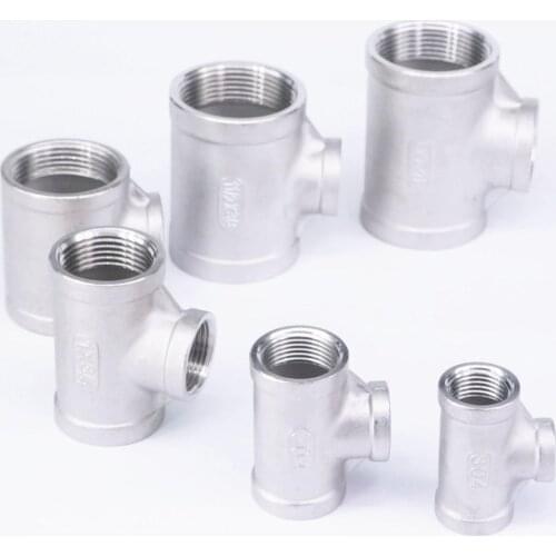 1/2" BSP To 1" BSP Female Thread 304 Stainless Reducing Tee 3 Way Connector Pipe Fitting water oil air 1.6 Mpa