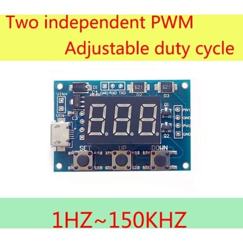 TZT DC 5-30V Micro USB 5V Power Independent PWM Generator 2 Channel Dual Way Digital LED Duty Cycle Pulse Frequency Board Module