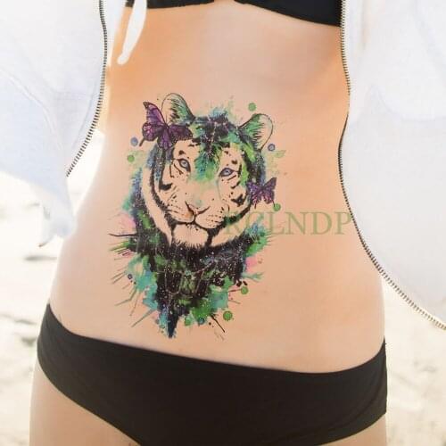 Waterproof Temporary Tattoo Sticker on body water color tiger tatto stickers flash tatoo fake tattoos for women girl