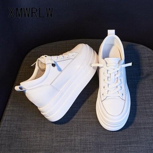 XMWRLW Hidden Heel Women Shoes Casual 2021 New Genuine Leather Women Sneakers Flat Platform White Shoes Spring Autumn Shoe