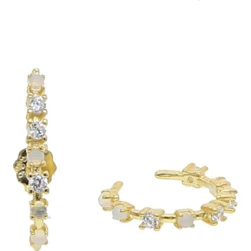 Gold Filled 925 Sterling Silver Micro Pave White Cz Curve Bar Stud Earring Simple Geometric Women Delicate Fashion Jewelry