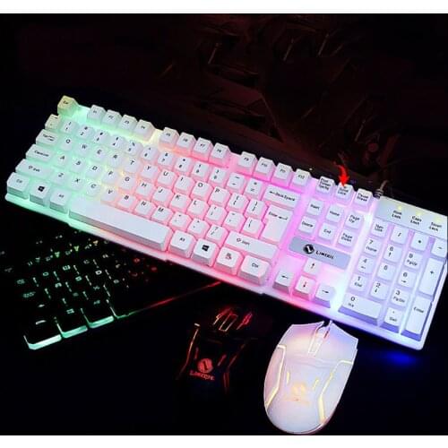 1 Set LED Light Backlight Mechanical Feel Gaming Keyboard and Wired Mouse Combo Set LED Light for Computer PC