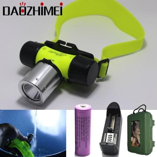 2000 Lumens Waterproof XML T6 diving swimming led Headlamp underwater headlight fishing lamp Use 18650 Battery LED headlights