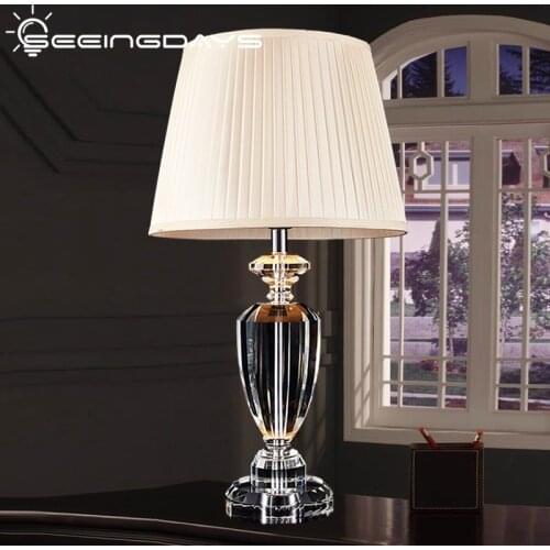 36x62cm European Style Luxury K9 Crystal Table Lamp For Living Room Bedroom American Luxury Modern Study Bedroom Bedside Lamp