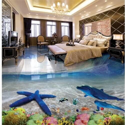 Custom flooring 3d mural fresco of any size Underwater world bathroom Living room Thick floor painting 3d обои papel de parede