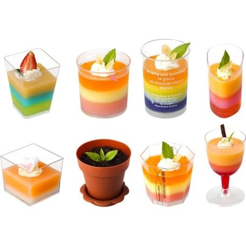 50pcs Creative disposable ice cream cup party wedding birthday faovr pudding dessert cake jelly decor plastic cup with spoon