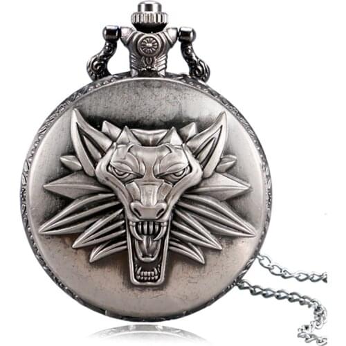 Antique Bronze Dragon Animal Design Quartz Vintage Pocket Watch With Necklace Watches men Reloj De Bolsillo Clock Gifts