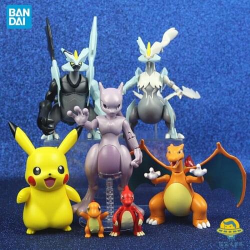 Bandai Pokemon Pikachu Charizard Mewtwo Lugia Assembled Model Decoration Figure Toys