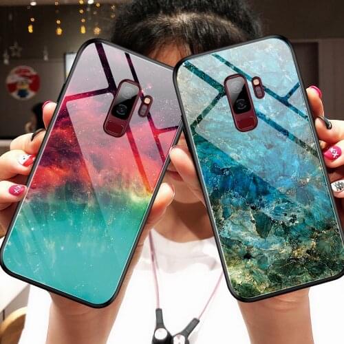Gradient Glass Case For Samsung Galaxy S9 Plus Silicone Frame Hard Tempered Glass Back Phone Cover For S9 Coque Fundas