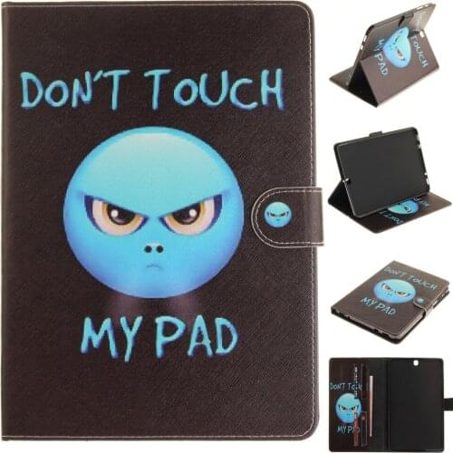 For Samsung Galaxy Tab S2 9.7 T810 T815 Cartoon Print Case Soft TPU + PU Leather Case Stand Card Holder Protector Sleeve Cover