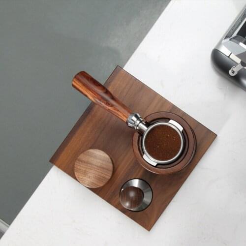 Walnut Wooden Coffee Tamper Mats Coffee Pressed Powder Holder Square Non-Slip Corner Pads Coffee Appliance Storage Cushion