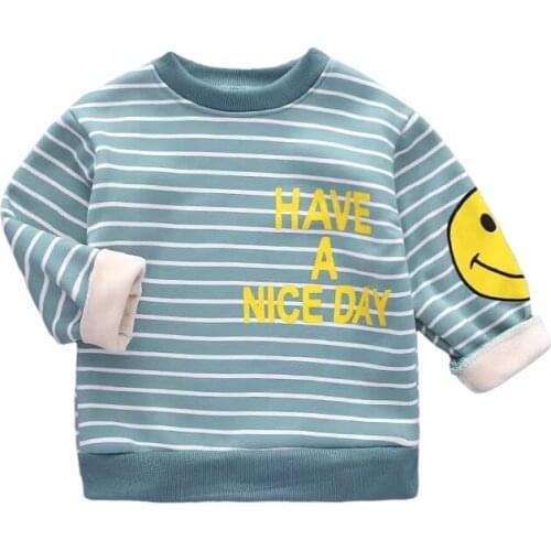 Childrens Full Long Sleeve O-Neck Tops Cotton Letter Kids T-shirt For Baby Boy Girl Fashion Spring Autumn Striped Tees Clothes