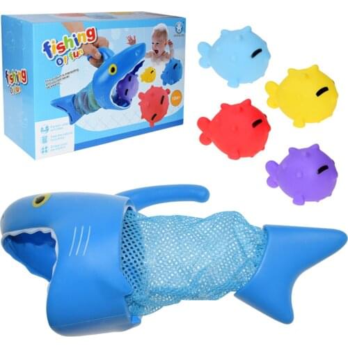 Baby Bath Toys Colorful Safe Interesting Bathtub Toy Shark Animal Net Fishing Parent-child Interactive Bath Bathtub Water Toy