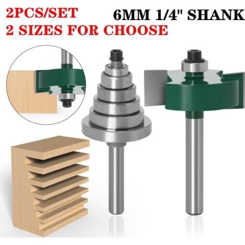 1Pc 6mm Shank 6.35mm Shank Rabbet Router Bit Set With 6 Bearings Tenon Cutter Woodworking Milling Cutter Tools Factory Price