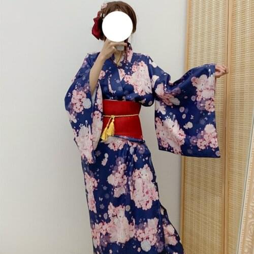 Japanese style clothes women cherry cat kimono yukata exquisite print Japanese and wind yukata waist seal bow suit Haori kimono
