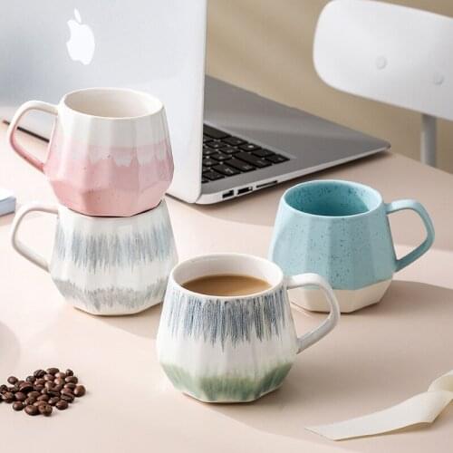 Beautiful Ceramic Coffee Cups Retro Pottery Tea Mug Travel Kitchen Drink Water Milk Cup For Home Office Restaurant Creative Gift